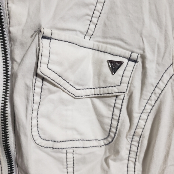 Guess jeans pop collar white jacket size XS - Picture 10 of 12